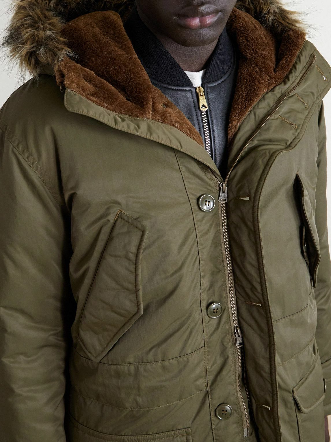 RRL - Plush-Trimmed Padded Shell Hooded Parka - Green
