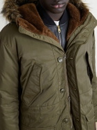 RRL - Plush-Trimmed Padded Shell Hooded Parka - Green