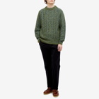 Norse Projects Men's Ivar Cotton Alpaca Cable Jumper in Spruce Green