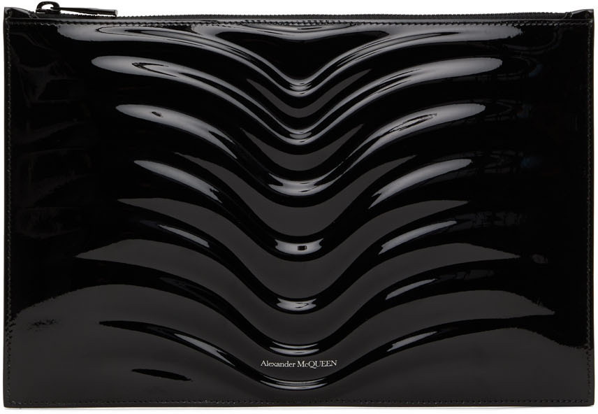 Alexander McQueen Black PVC Flat Zip Pouch Alexander McQueen