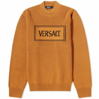 Versace Men's Logo Crew Knit in Caramel/Black