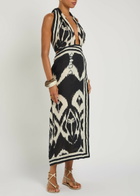 Johanna Ortiz Buen Viento Halterneck Linen Midi Dress Black