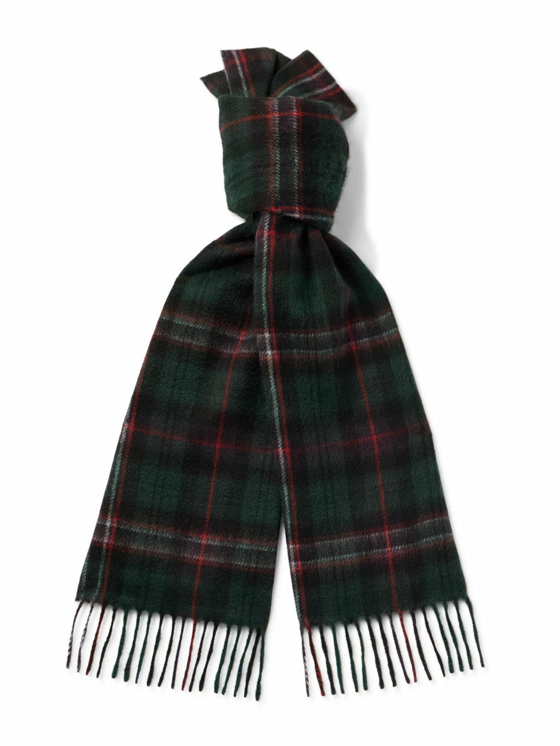 CELINE - Fringed Checked Cashmere Scarf