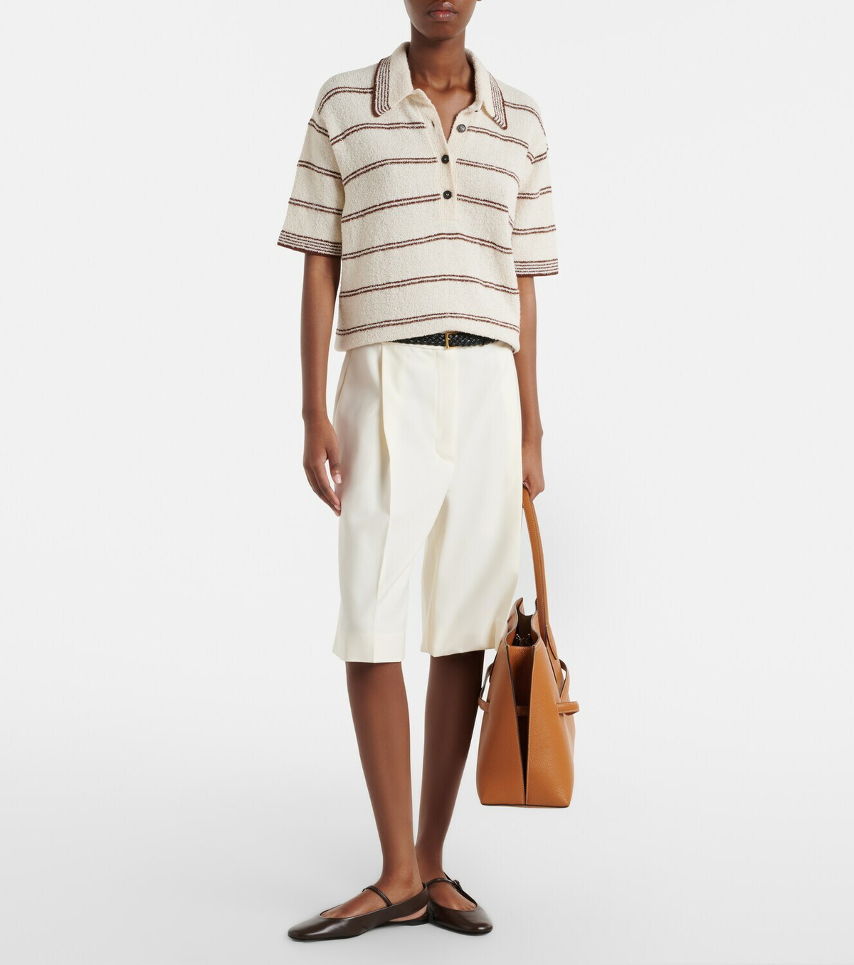 Róhe Striped cotton-blend polo shirt