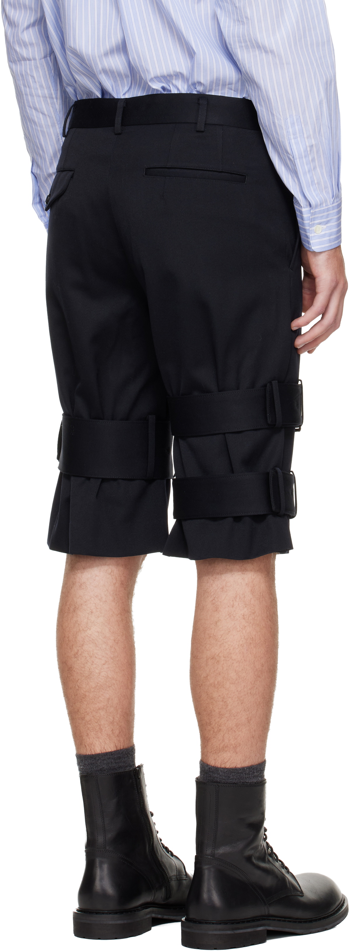 Comme des Garçons Homme Plus Black Wool Cotton Black Satin Shorts