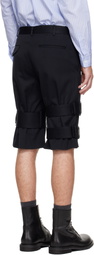 Comme des Garçons Homme Plus Black Wool Cotton Black Satin Shorts