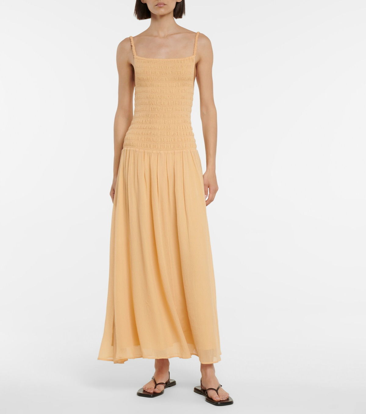 ワンピース TOTEME Woman Dress Beige 253WRD0235FB0266 116 Totême - Beige Twist-Strap Crinkled Silk Dress | Mitchell Stores