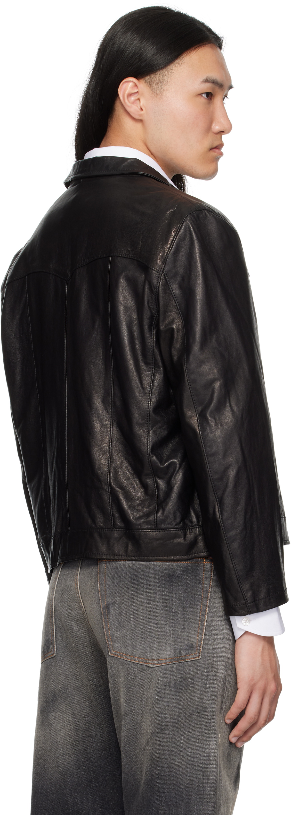 Enfants Riches Déprimés Black Western Sharp Shoulder Leather Jacket
