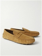 Tod's - City Shearling-Lined Nubuck Driving Shoes - Brown