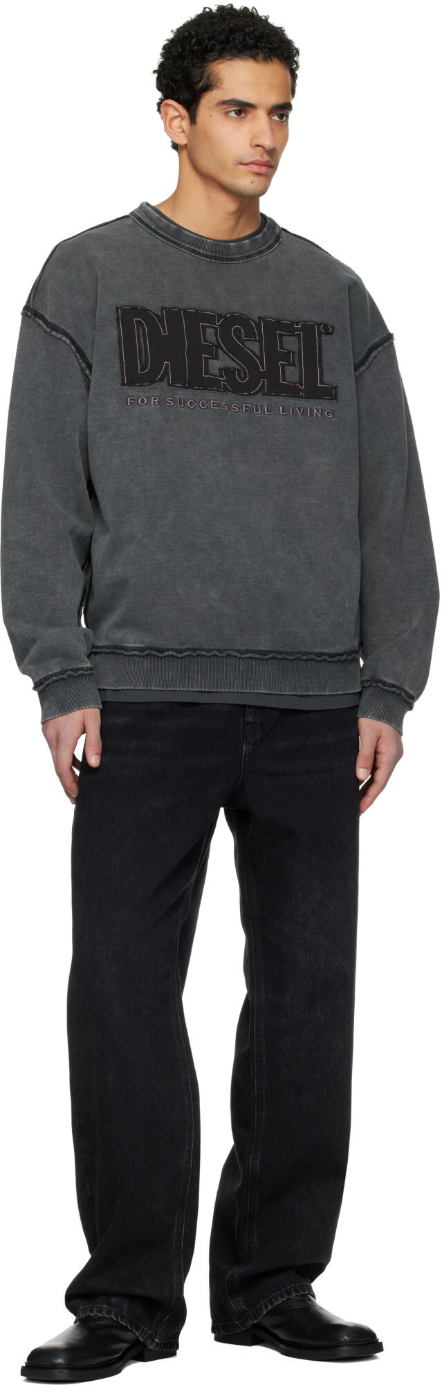Diesel Gray S-Boxt-Raw-V1 Sweatshirt