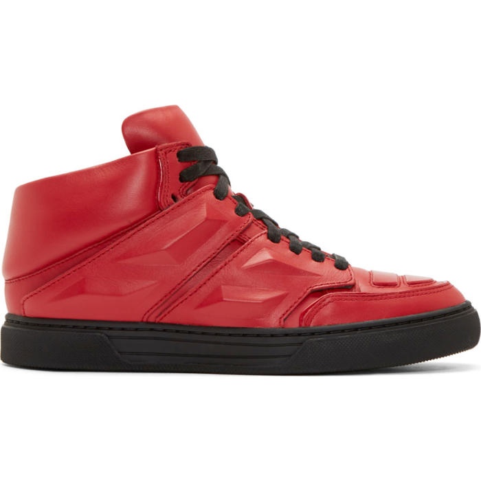 Photo: Alejandro Ingelmo Red Leather Exotron Sneakers
