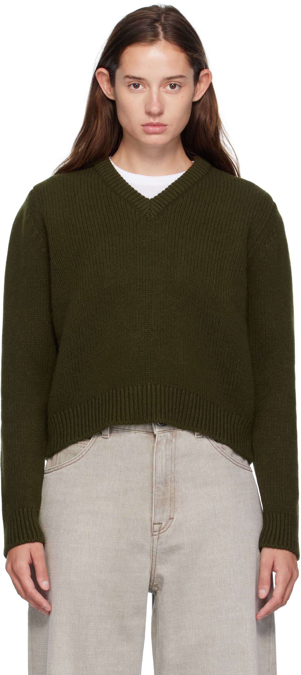 &Daughter Green Glenn V-Neck Sweater