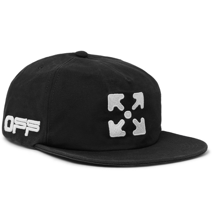 Photo: Off-White - Logo-Embroidered Cotton-Twill Baseball Cap - Black