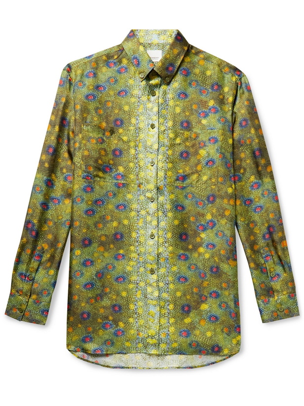 Photo: BURBERRY - Button-Down Collar Printed Silk-Twill Shirt - Green