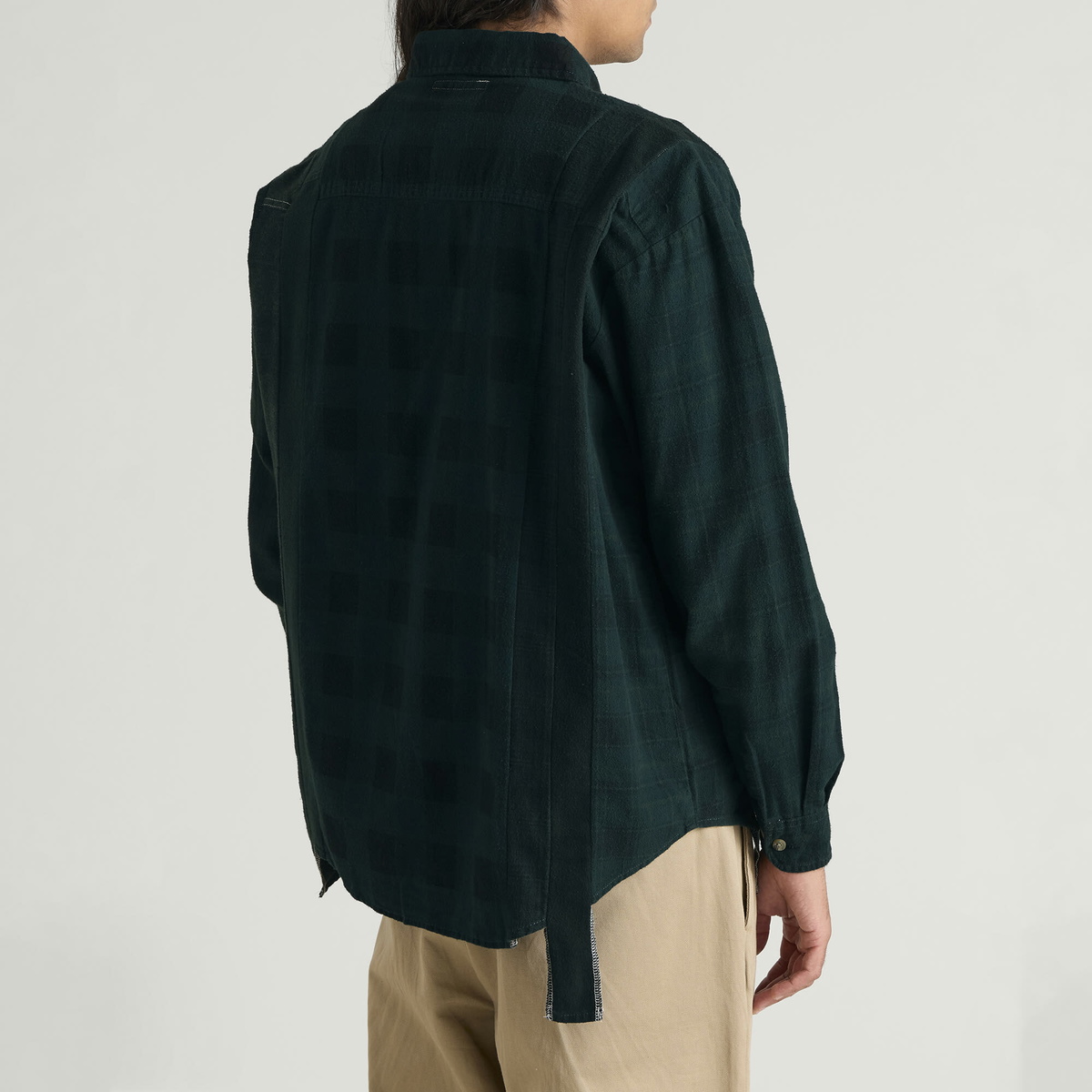 Needles Men's 7 Cuts Overdyed Flannel Shirt in Dark Green