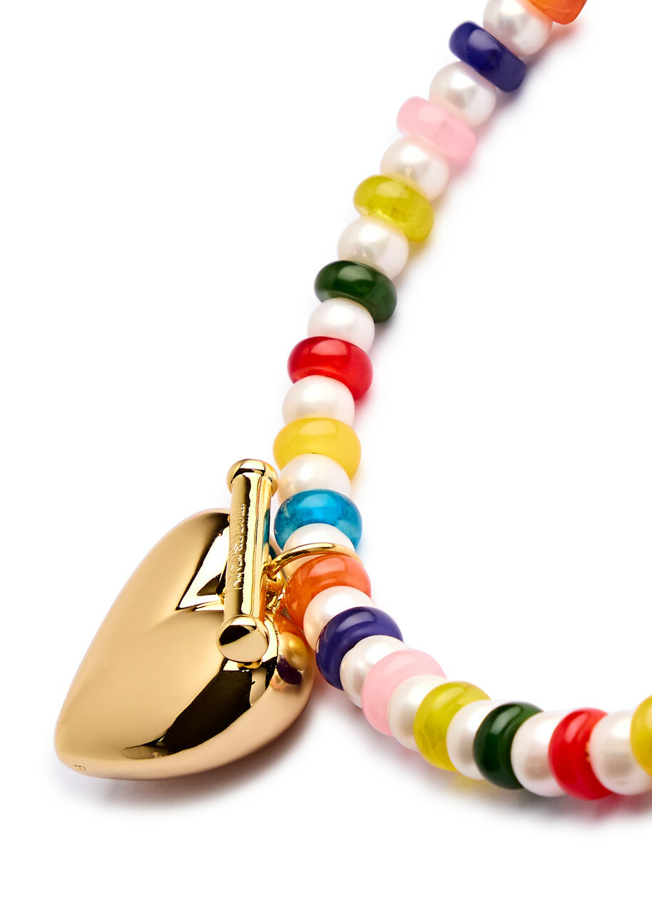 Timeless Pearly Heart 24k Gold-plated and Beaded Necklace - Multicoloured 1 - One Size