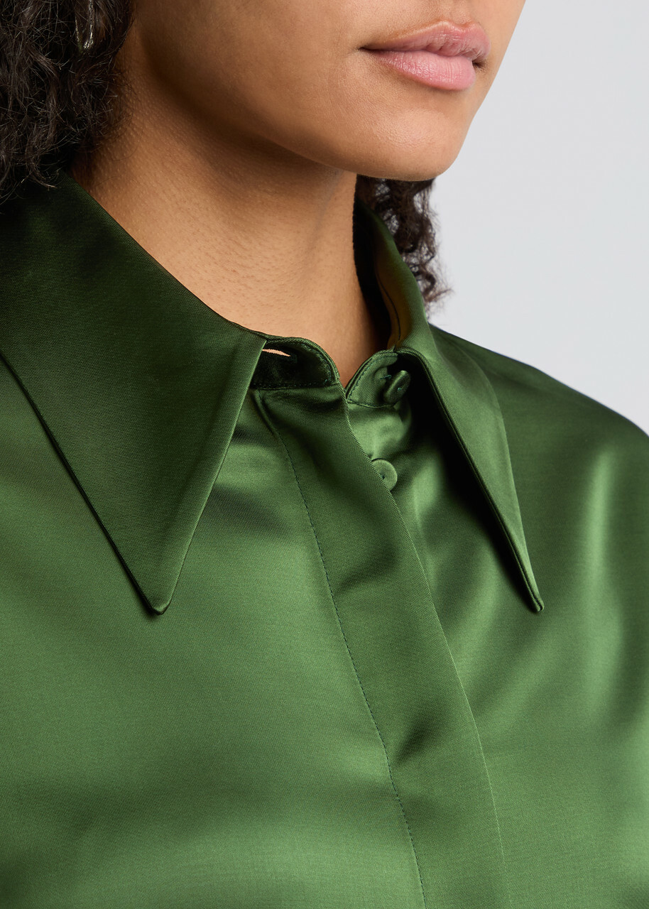 Jil Sander Satin Shirt Dark Green Jil Sander