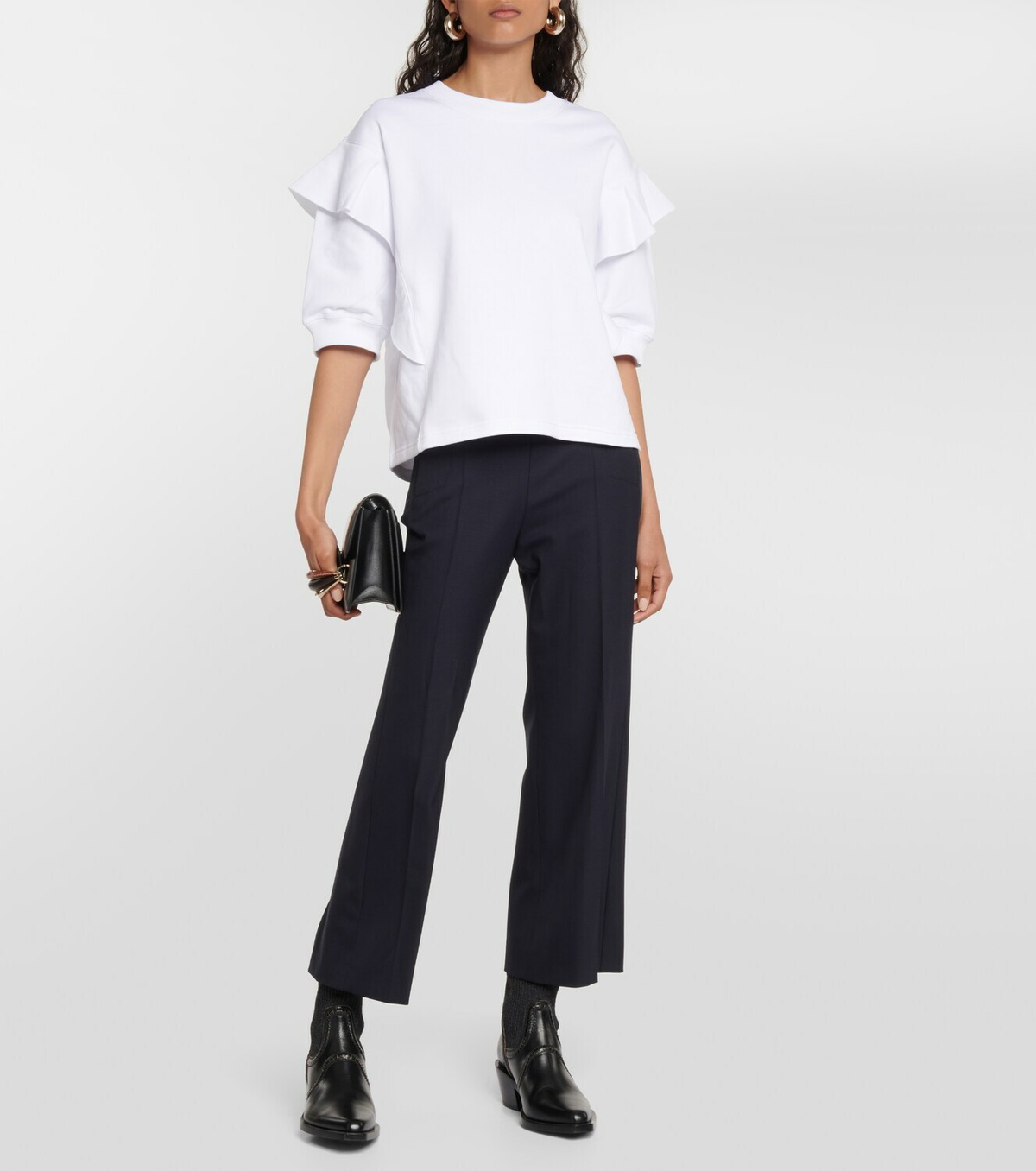 Chloé Ruffle-trimmed cotton jersey sweatshirt Chloe