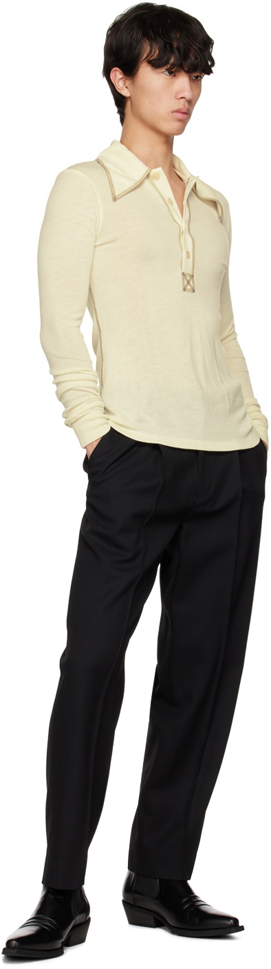 Maiden Name Beige Jess Long Sleeve Polo