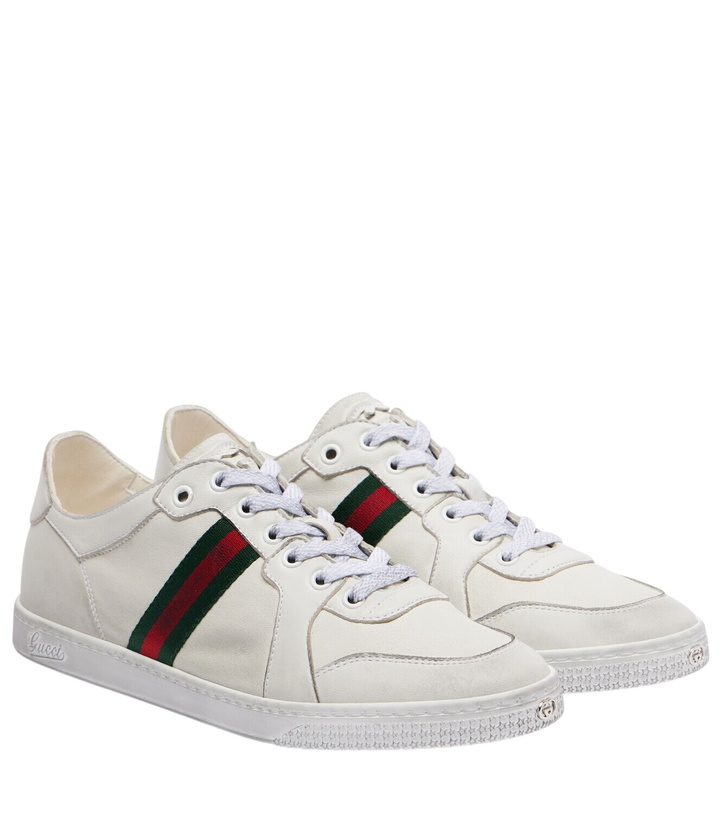 Photo: Gucci Stretch Web Stripe leather sneakers