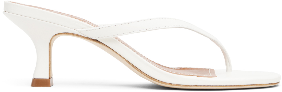 Staud White Freja Kitten Heeled Sandals