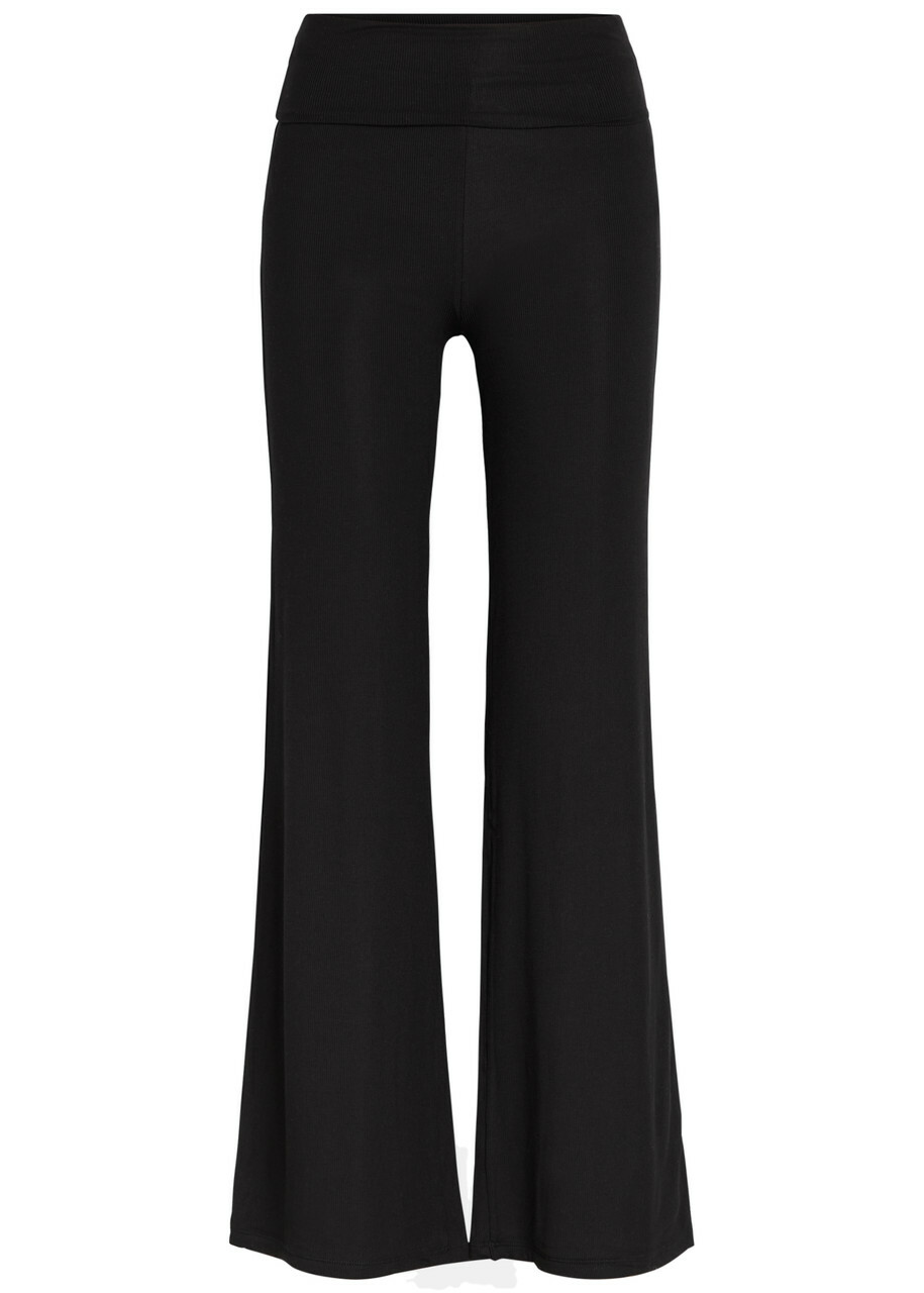 Tala Fold Over Flared-leg Stretch-modal Trousers Black