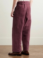 Kartik Research - Judo Belted Upcycled Textured-Cotton Trousers - Burgundy