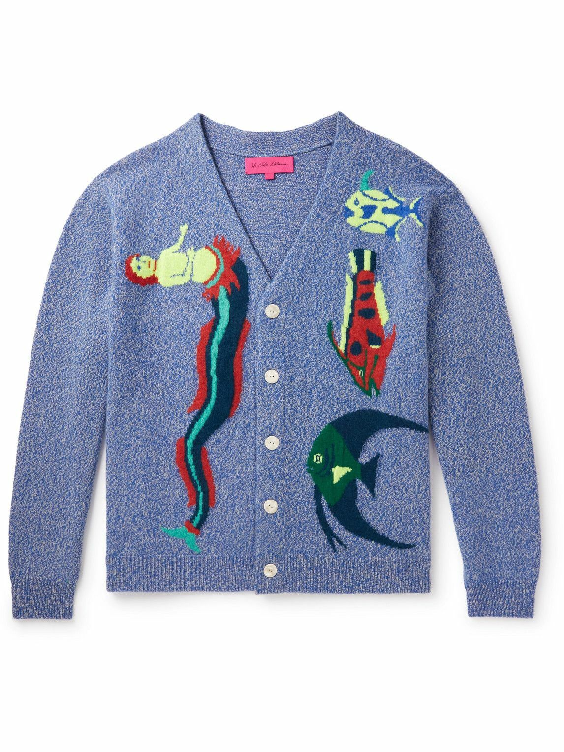 The Elder Statesman - Sealife Jacquard-Knit Cashmere Cardigan - Blue The  Elder Statesman