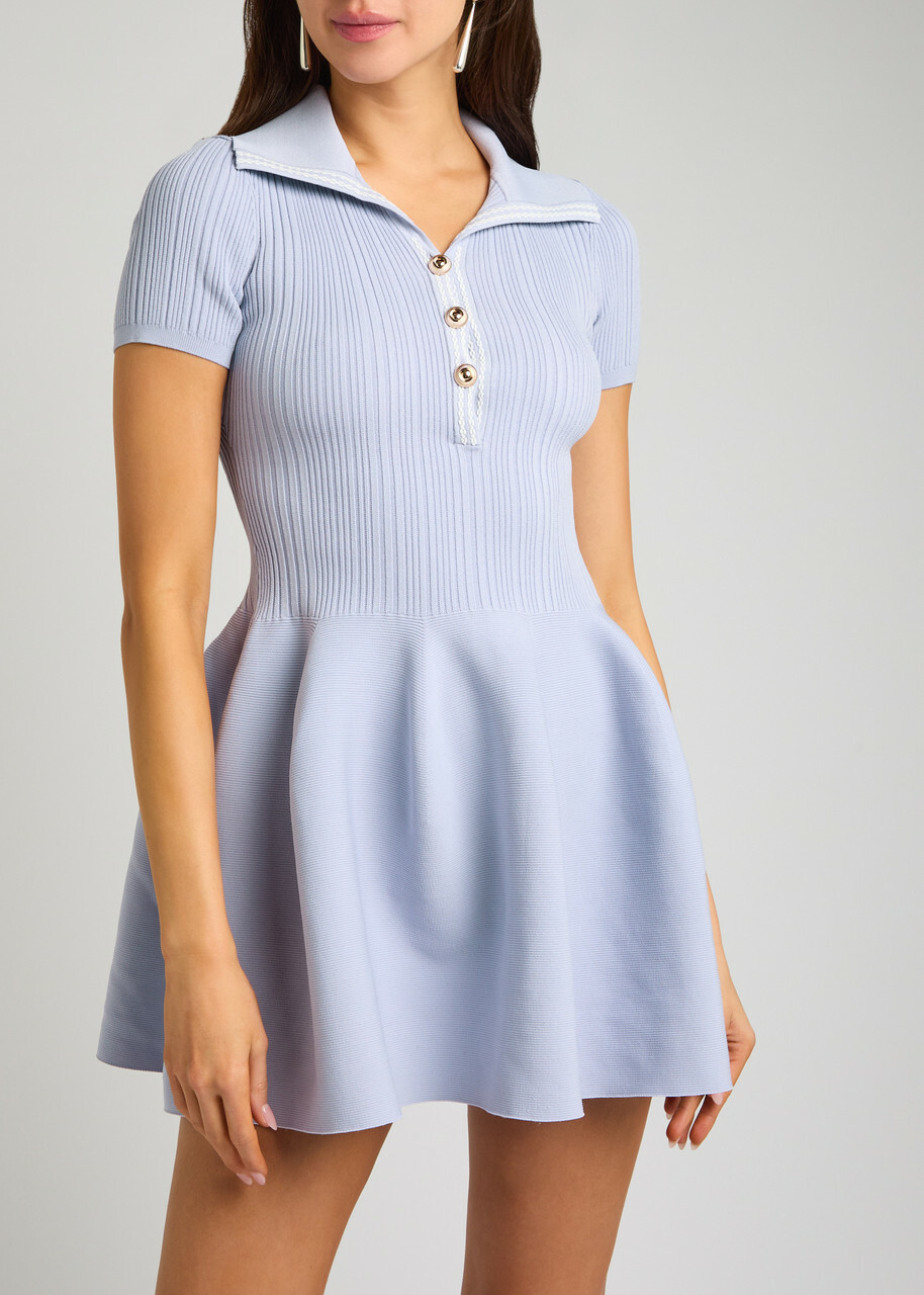 Self-portrait Ribbed Stretch-knit Mini Dress Lilac