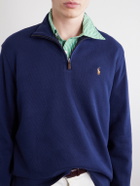 Polo Ralph Lauren - Logo-Embroidered Cotton-Jersey Half-Zip Sweater - Blue
