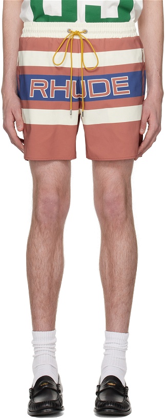 Photo: Rhude Red & Off-White Pavil Racing Shorts