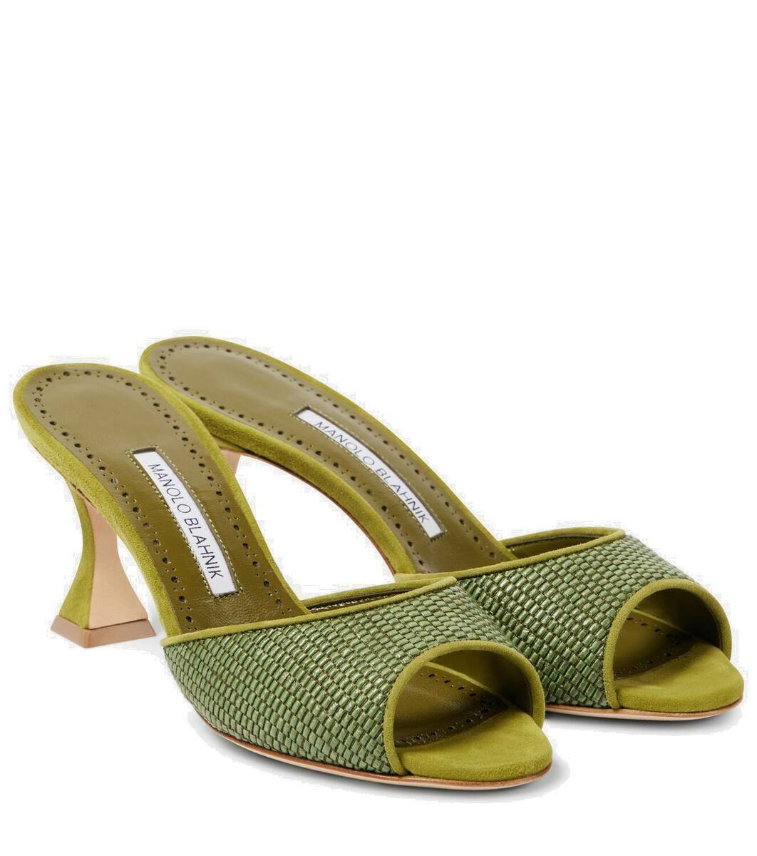 Manolo Blahnik Jadara 70 raffia mules Manolo Blahnik