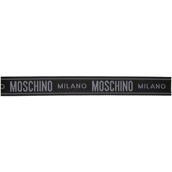 Moschino logo-lettering jacquard belt - Black