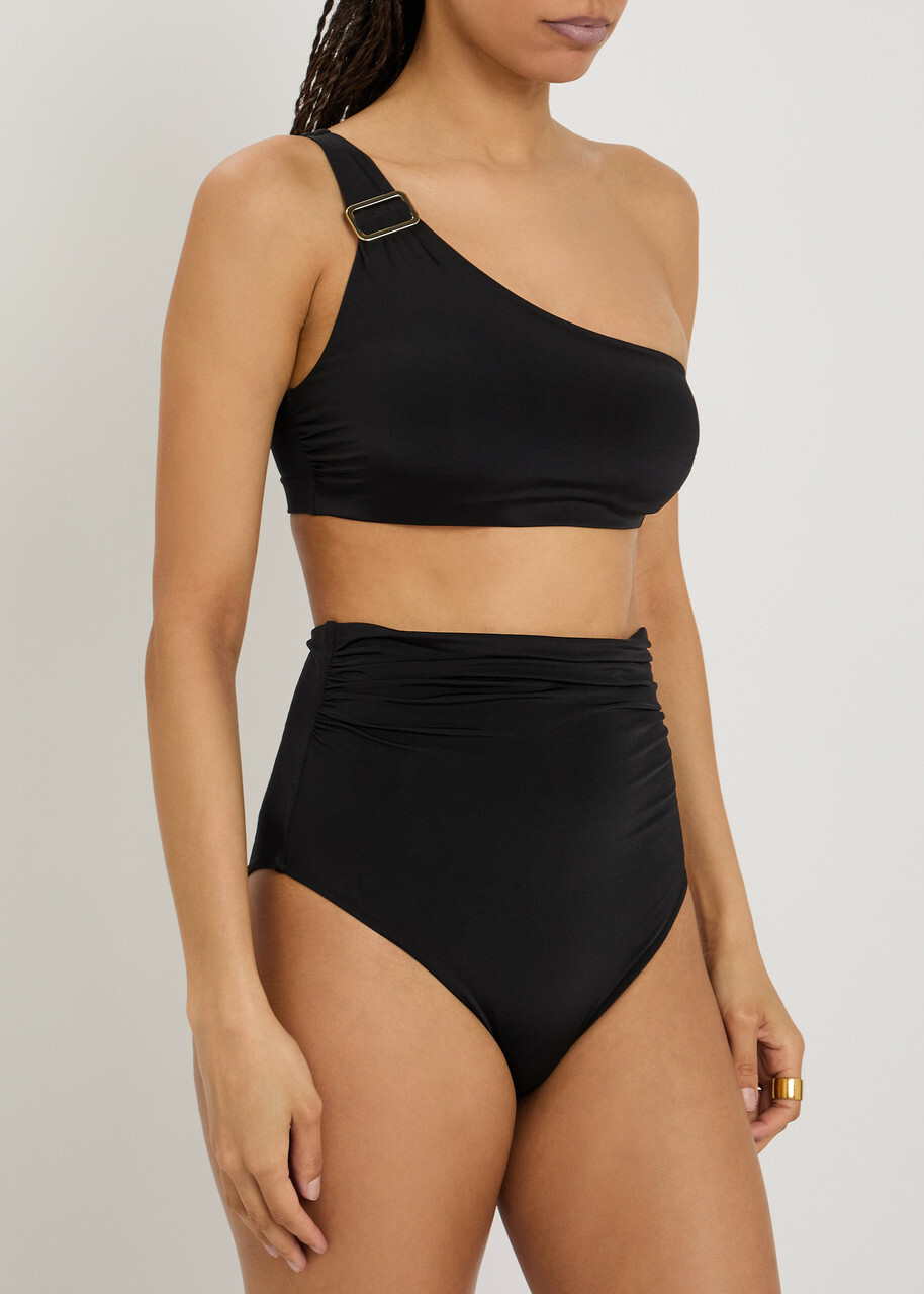Max Mara Chalisia one Shoulder Stretch-polyamide Bikini top Black