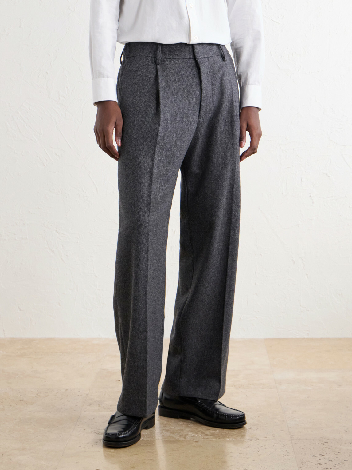 NN07 - Kay 10073 Straight-Leg Pleated Herringbone Wool-Blend Trousers - Gray