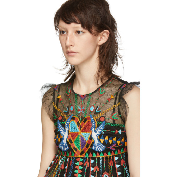 RED Valentino Black Embroidered Love Celebration Blouse RED Valentino