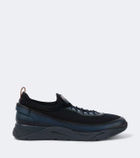 Santoni Leather-trimmed knitted sneakers