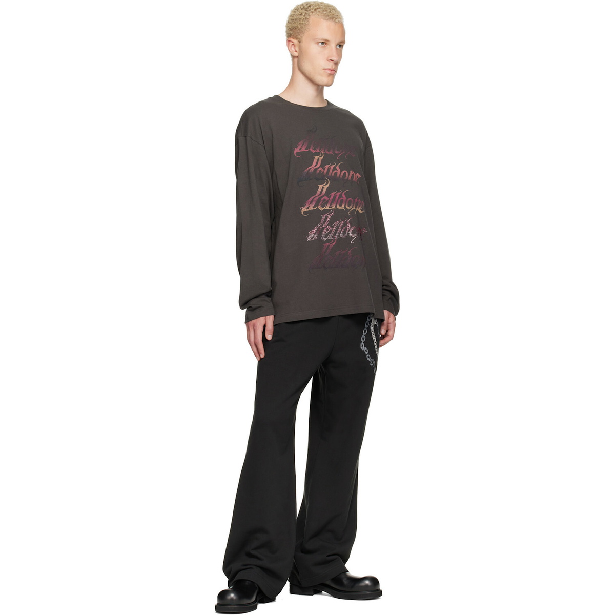 We11done Black Chain Embroidered Sweatpants