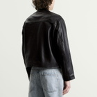 MKI Men's Cropped Leather Racer Jacket in Black
