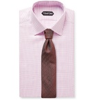 TOM FORD - Pink Slim-Fit Cutaway-Collar Houndstooth Cotton Shirt - Pink