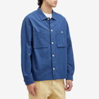 Folk Men's Patch Overshirt in Blue Crinkle