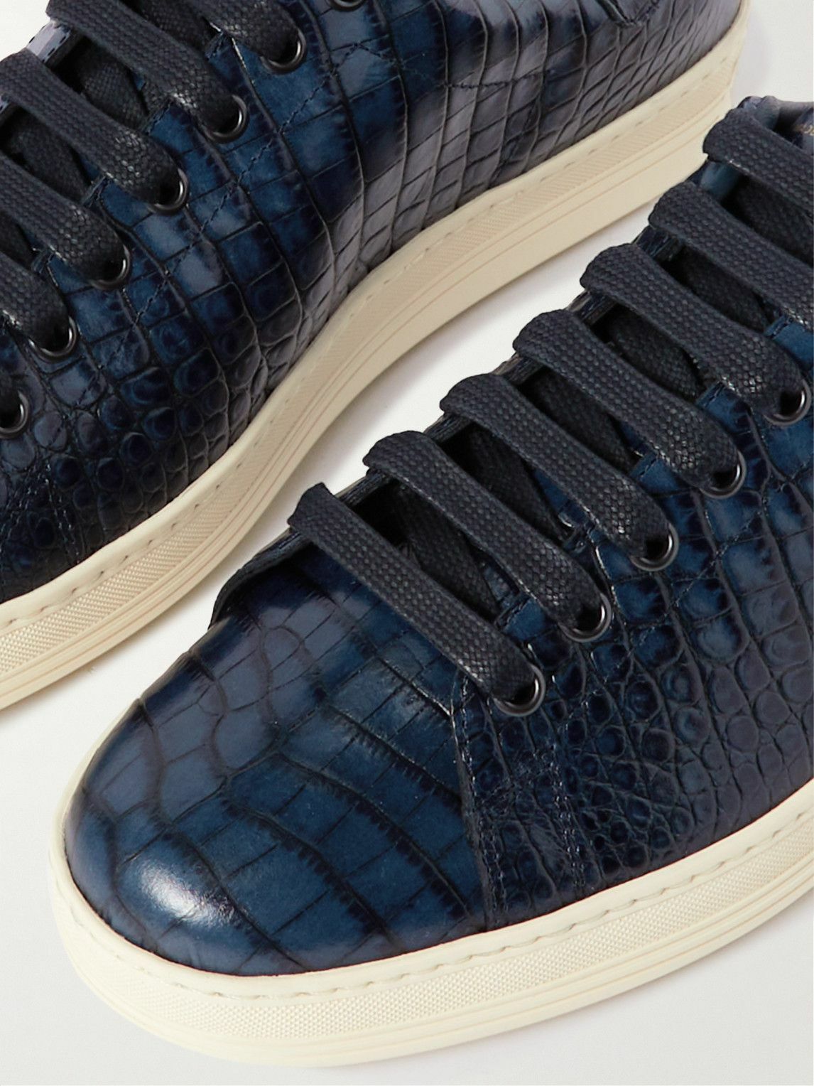 TOM FORD - Warwick Croc-Effect Leather Sneakers - Blue TOM FORD