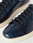 TOM FORD - Warwick Croc-Effect Leather Sneakers - Blue