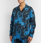 Desmond & Dempsey - Camp-Collar Printed Cotton Pyjama Shirt - Blue