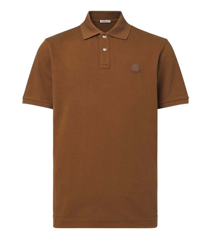 Photo: Moncler Leather-trimmed cotton piqué polo shirt