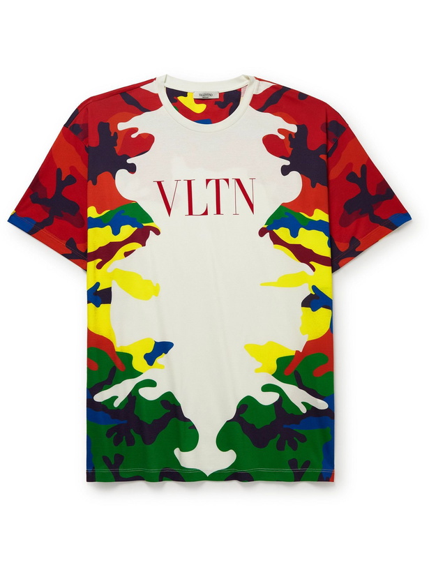 Photo: VALENTINO - Printed Cotton-Jersey T-Shirt - Multi