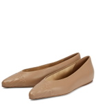 Max Mara - Logo-embossed leather ballet flats