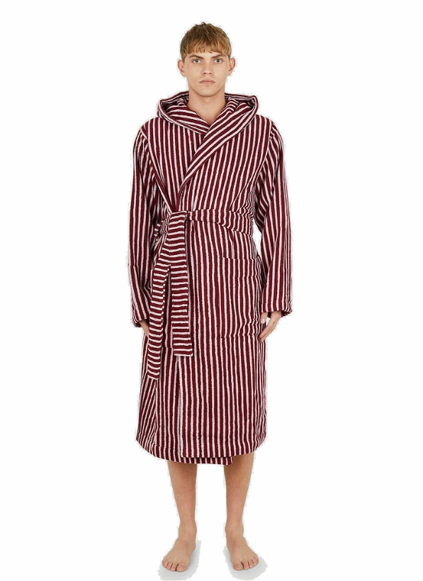 Photo: Striped Hooded Bathrobe in Red