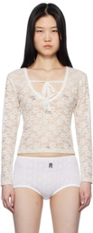 Yuhan Wang SSENSE Exclusive Off-White Ribbon Lace Blouse