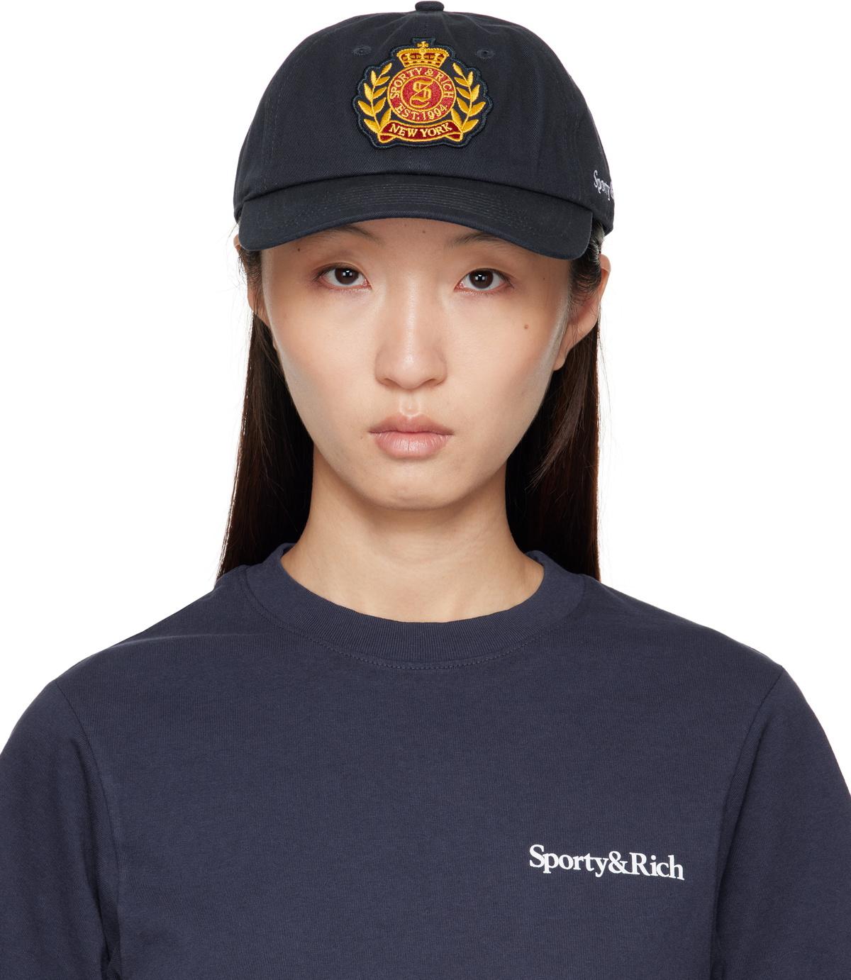 Sporty & Rich White & Navy Vendome Cap Sporty & Rich